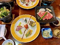 地元旬食材で山の宿の創作会席コース