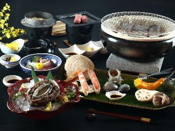 シェアで楽しむ♪敦賀湾産天然黒あわびが彩る炭火焼懐石≪あわび踊り焼きプラン≫