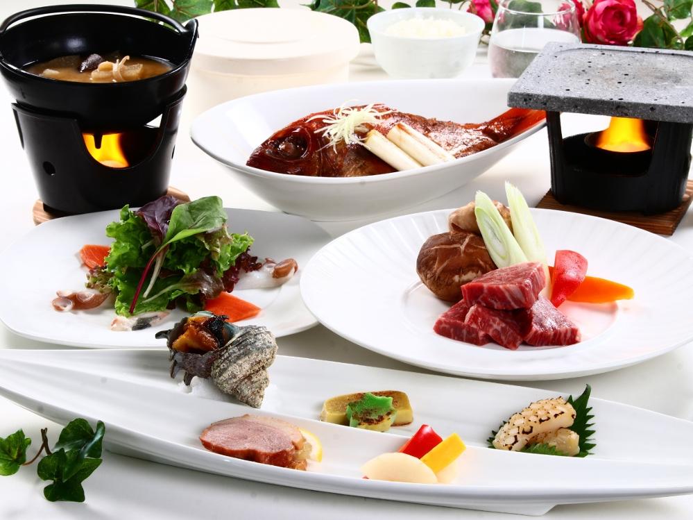 【スタンダード】金目鯛煮つけ×サーロイン富士山溶岩プレート◇創作ディナーコース－2食付－