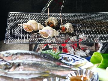 【海鮮増量】目の前で楽しみながら焼く＜炉ばた焼き＞♪新鮮な海の幸を増量した！1泊2食付