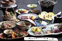 【個室食】秋の朝獲れイカ姿造りコース★松茸の釜飯・土瓶蒸しに和牛ミニステーキもついて贅沢に