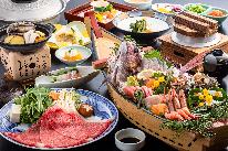 直前割★【個室食】『春の舟盛コース』豪華舟盛と選べる鮑の踊り焼or牛ステーキ※乳幼児含め６名様まで可能