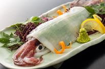 【個室食】秋の朝獲れイカ姿造りコース★松茸の釜飯・土瓶蒸しもついて贅沢に