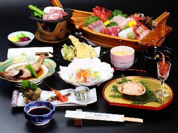 ≪ｂ　舟盛付会席料理≫新鮮魚介をギュッと詰め込んじゃいました！舟盛×丹後海幸♪ 1泊2食付