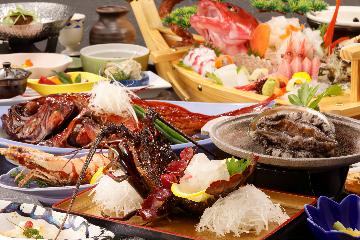 【早割30】お1人様1500円OFF☆新水軍海賊コース☆＜伊勢海老お造り＞＆＜金目鯛丸煮＞＆＜鮑の踊り焼き＞