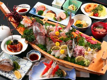 【人気No.1】☆あわびの踊り焼き＆伊勢海老の活造りの豪華舟盛☆