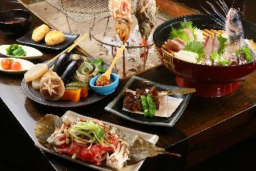 【一番人気！】地魚のお刺身と炭火焼プラン♪１泊２食付き 『千産知笑の炙りコース』