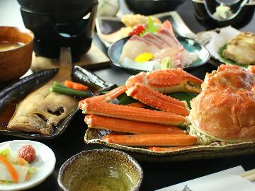 日本海に来たならやっぱ蟹でしょう☆茹で蟹一人一杯付+海鮮コースをまんぷくに食べつくそう♪