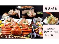 【HP限定価格】【蟹天婦羅＆炭火焼きチョイスde蟹フルコース】蟹2杯相当使用！〔100％源泉掛け流し久美浜温泉で癒し旅〕