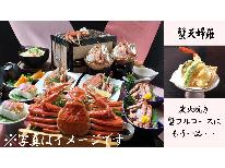 【HP限定価格】【蟹天婦羅&炭火焼きチョイスde蟹コース】蟹2杯相当使用!〔100%源泉掛け流し久美浜温泉で癒し旅〕