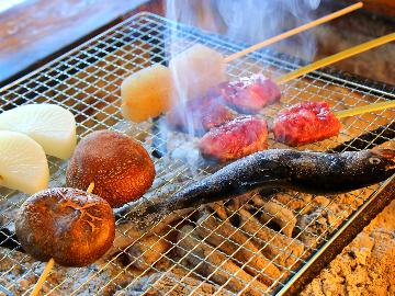 【季節の焼田楽！】高級牛「高千穂牛」の串焼き付き！囲炉裏で季節の焼田楽を楽しむ♪