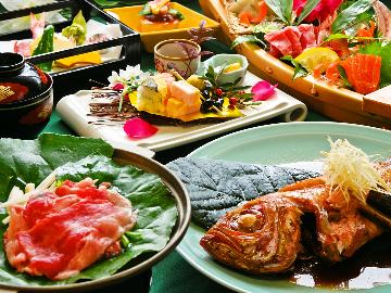 【介山の基本プラン】自慢の「金目鯛の姿煮+鮑踊り焼き」懐石コース！露天風呂無料貸切【1泊2食付】