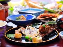 【伊豆満喫プラン】金目鯛の姿煮、鮑の踊り焼き、伊豆牛の磯ぶき焼きなどが付いた定番コース