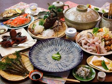 日間賀島の恵み【ふぐグレードアップ】豪華ワタリ蟹または伊勢海老のタルタル焼き・車海老もついてくる♪