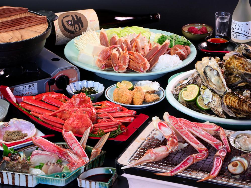 【蟹フルコース★2食付】特選！茹で松葉ガニを夫婦（雄カニ×雌カニ）で贅沢に♪