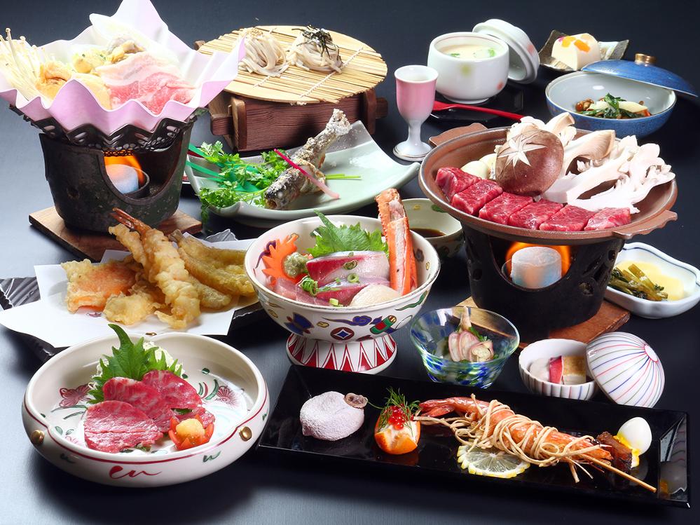 冬季【信州肉のマリアージュ】信州牛の陶板焼き＆信州ポークの味噌鍋+馬刺しのグレードアッププラン