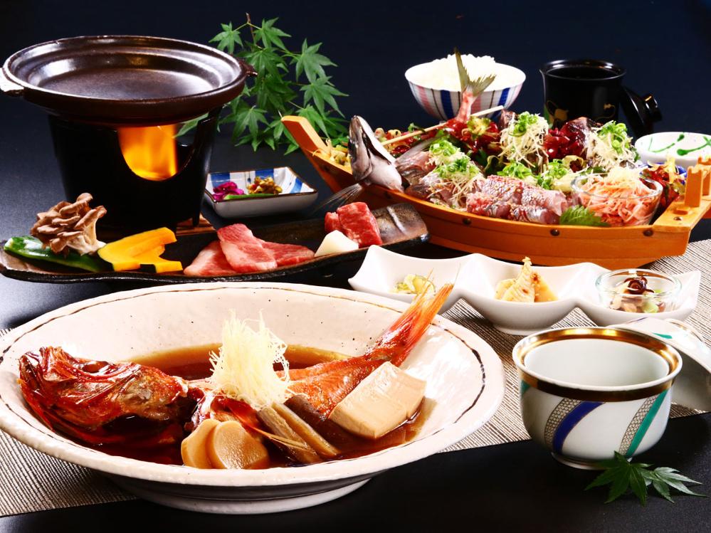 スタンダード◆ 金目鯛＆舟盛り＆国産牛ステーキ！贅沢和食を堪能♪