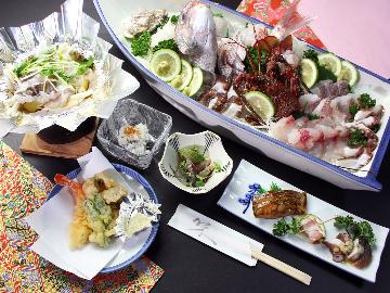味も見た目も負けへんで！！旬の魚を盛り込んだ舟盛付きプラン【1泊2食】
