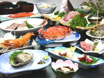 グレードアップ◆ 豪華食材で贅沢に★アワビ＆旬魚姿造り付き！旬の海を味わう♪