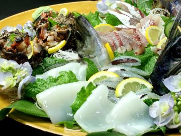 夏の9大特典付!甘くてプリプリ弾力の真いか料理&磯の香漂う天然さざえに舌鼓(^^♪夏スペシャル海鮮コース