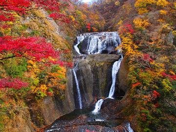 袋田の滝×紅葉●名瀑が魅せる圧巻のコントラスト☆オススメ地酒のお土産付♪【1泊2食付】