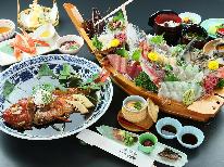 【豪華舟盛付き】伊勢海老・黒あわびの豪華舟盛と金目鯛の煮付けが両方味わえる贅沢三昧☆-2食付き-