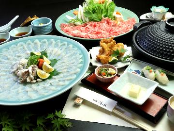 ★公式予約限定★HP限定価格＆ソフトドリンク1杯サービス付《特別ふぐ会席》贅沢…♪ふぐ＋豊後牛しゃぶしゃぶ♪欲張りどっちもコース☆