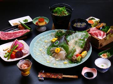 ◆公式HP限定価格◆【カボス平目×豊後牛】カボス平目の姿造り＆豊後牛で大分グルメを味わう特別会席-真心-magokoro