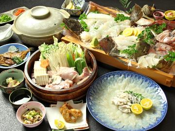 【若狭ふぐスタンダード×旦那自慢の舟盛】ふぐも刺身もたっぷりと♪若狭を贅沢に満喫しちゃおう♪