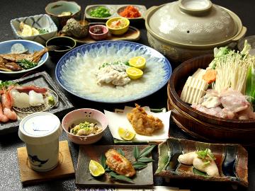 【若狭ふぐ三昧フルコース】てっさ、てっちりから焼きフグ！さらに白子まで！ふぐの全てがここにあります