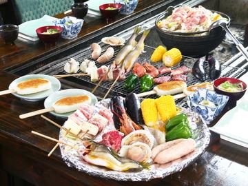 【夏の囲炉裏コース】夏期間限定★採れたて夏野菜・海の幸・山の幸を炉端焼きで◇２食付